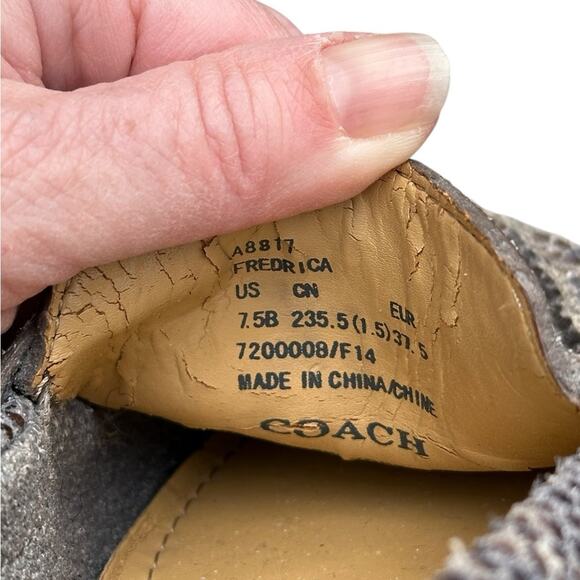 Coach Fredrica Loafers, Gray Textured Leather Flats/ Loafers GUC 7.5B - Picture 10 of 11